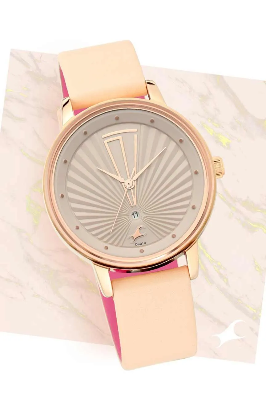 Titan | Fastrack Ruffles Quartz Analog with Date Beige Dial Leather Strap Watch for Girls
Titan | Fastrack Ruffles Quartz Analog with Date Beige Dial Leather Strap Watch for Girls