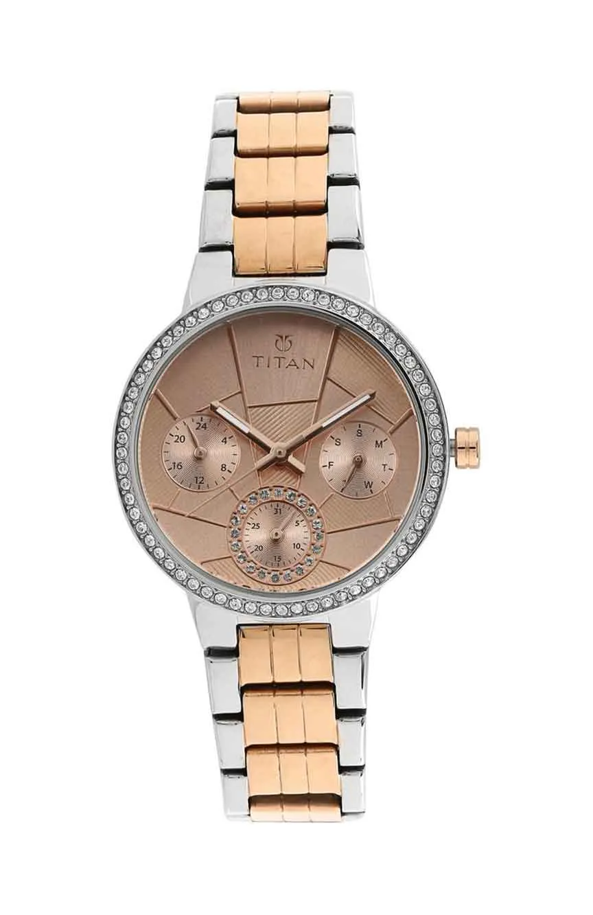 Titan | Titan Whimsy Golden Dial Quartz Multifunction Stainless Steel Strap watch for Women
Titan | Titan Whimsy Golden Dial Quartz Multifunction Stainless Steel Strap watch for Women