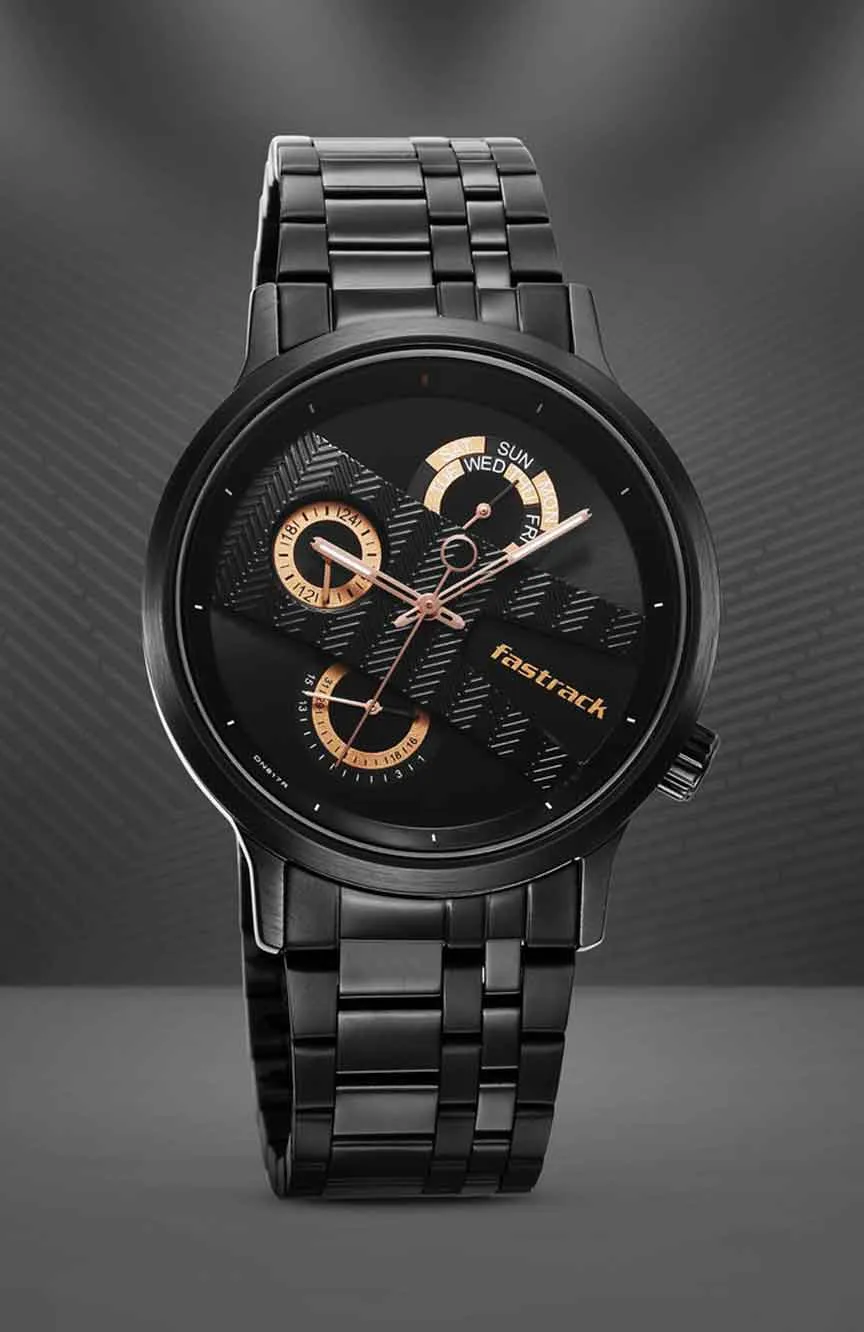 Titan | Fastrack Exuberant Quartz Multifunction Black Dial Stainless Steel Strap Watch for Guys
Titan | Fastrack Exuberant Quartz Multifunction Black Dial Stainless Steel Strap Watch for Guys
