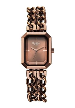 Titan Raga Showstopper Quartz Analog Brown Dial Metal Strap Watch For Women