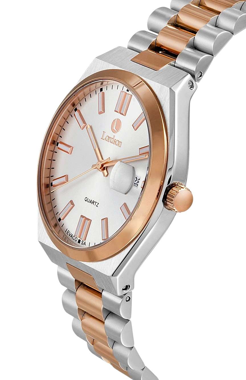 Lordson Gents Silver Rose Gold Stainless Steel watch