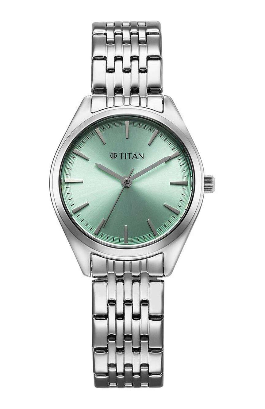 Titan Workmode Quartz Analog Green Dial Stainless Steel Strap Watch For Women