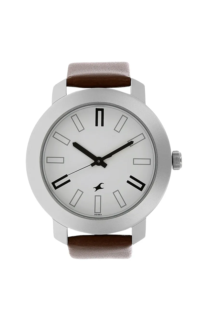 

Titan | Fastrack Quartz Analog White Dial Leather Strap Watch for Guys