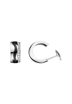 OMEGA أقراط من الذهب الأبيض عيار 18 قيراط مرصع بالماس والسيراميك