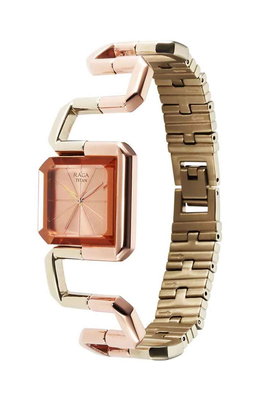 Titan Raga Delight Rose Gold Dial Women Watch With Stainless Steel Strap