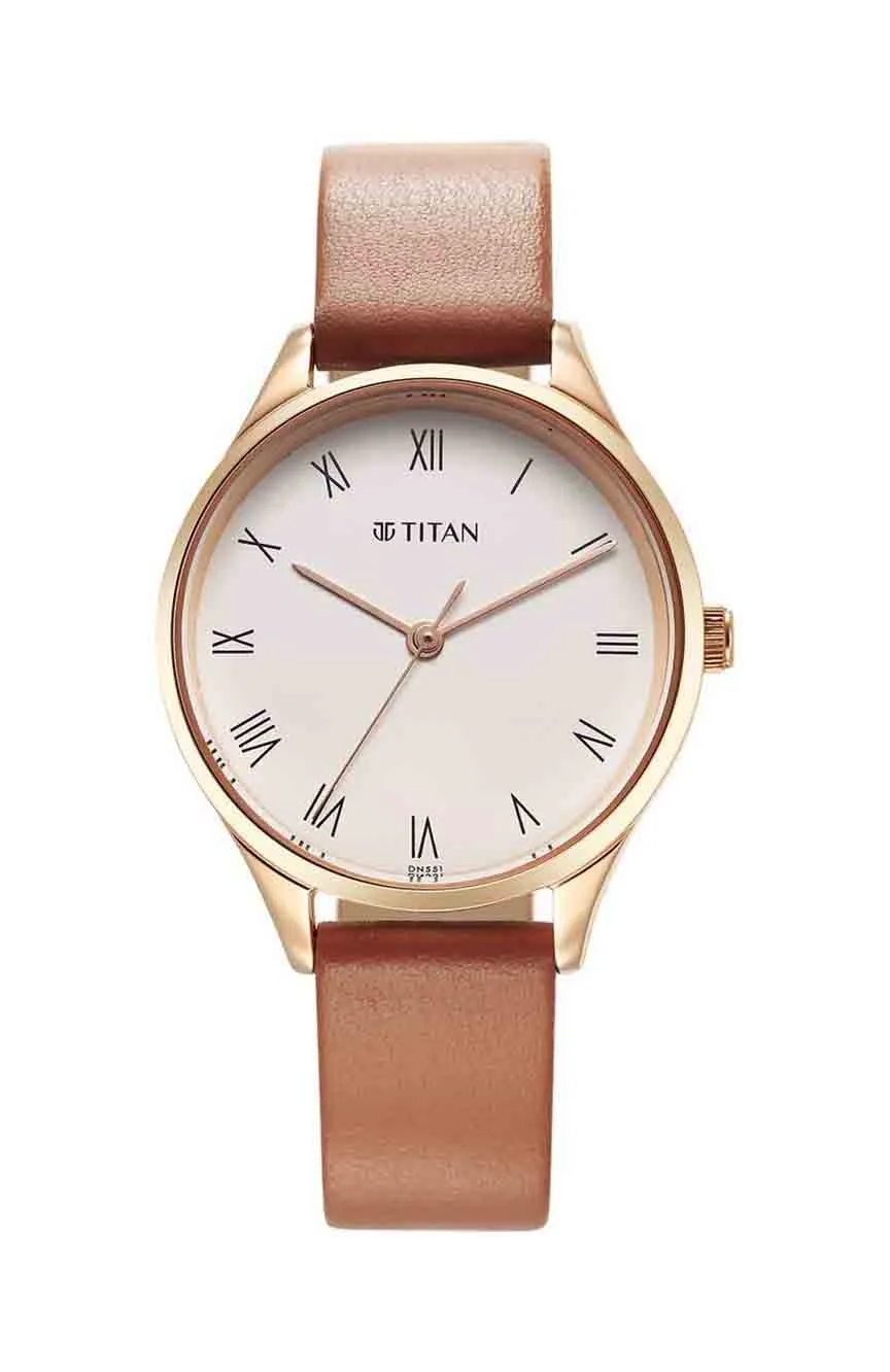 

Titan | Titan Workwear White Dial Leather Strap Watch for Women