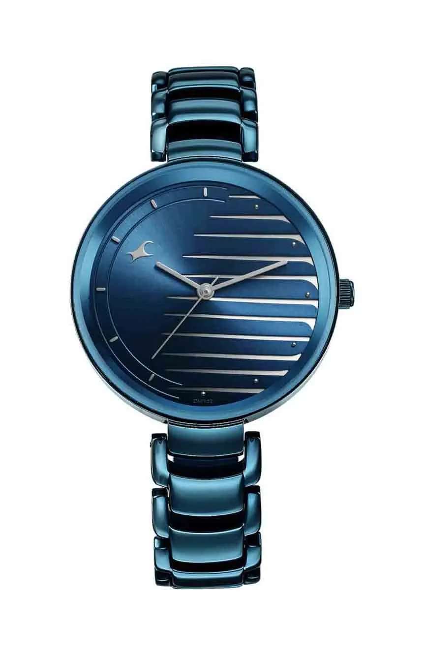 Titan Fastrack Style Up Quartz Analog Blue Dial Metal Strap Watch for Girls