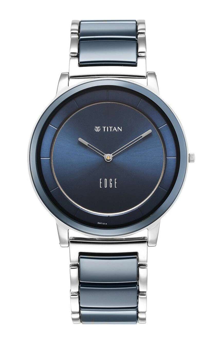 Titan Edge Fusion Quartz Analog Blue Dial Blue Steel & Ceramic Strap Watch for Men