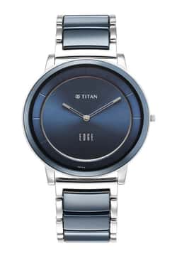 Titan Edge Fusion Quartz Analog Blue Dial Blue Steel & Ceramic Strap Watch for Men