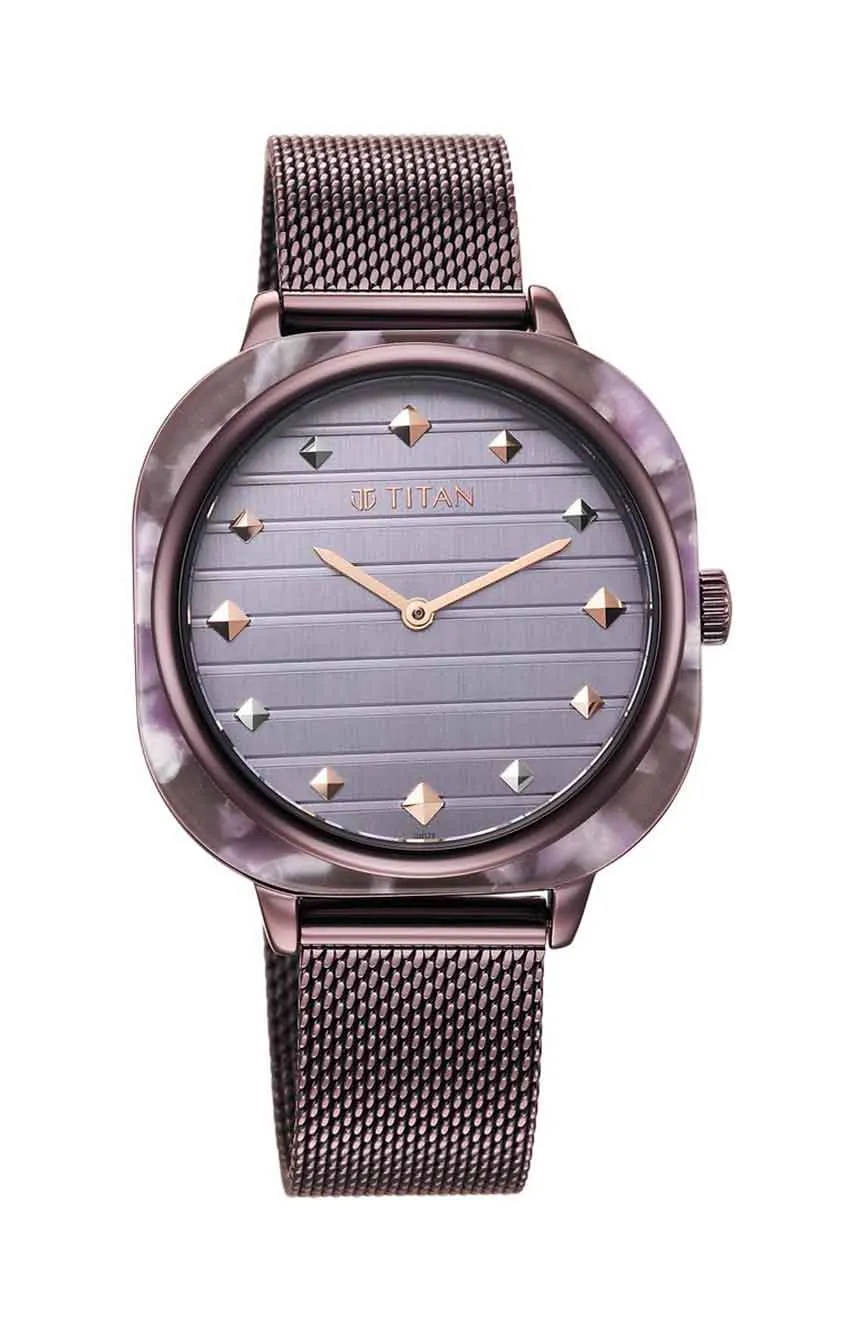 

Titan | Glitz Purple Dial Stainless Steel Strap Watch for Women