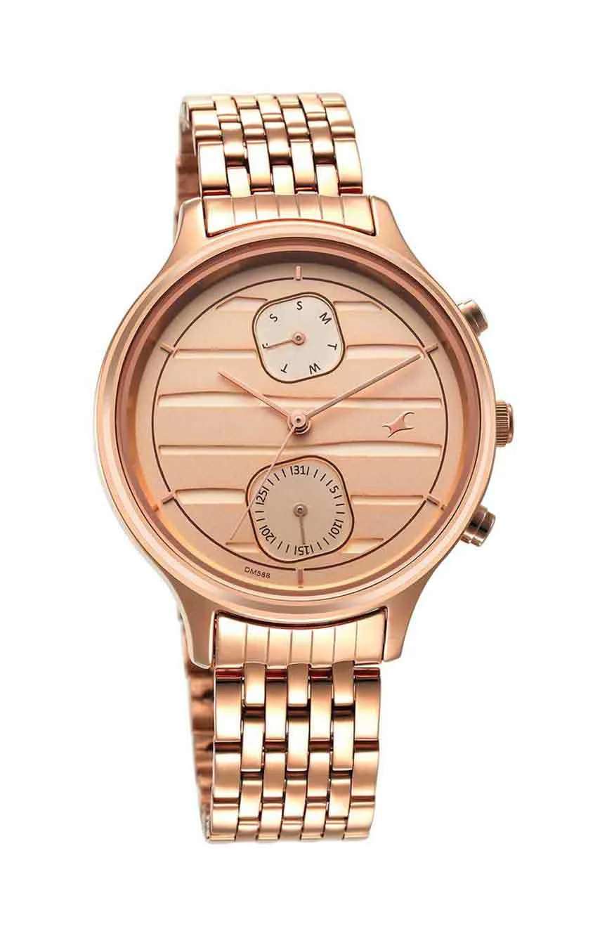 Titan Fastrack Style Up Rose Gold Dial Stainless Steel Strap Watch for Girls