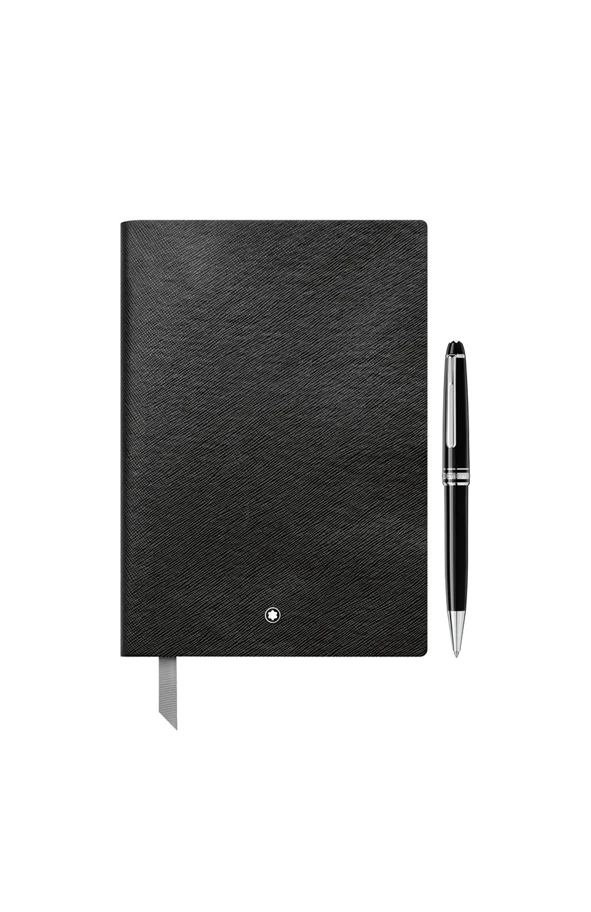 

Montblanc | Set with the Meisterstuck Classique Platinum-Coated Ballpoint Pen and Notebook #146 Black.