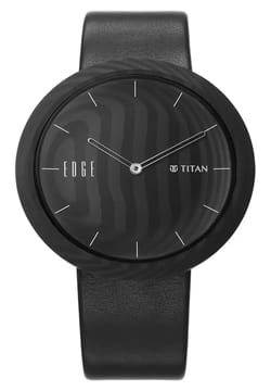 Titan Edge Carbon Fibre Quartz Analog Black Dial Leather Strap Unisex Watch