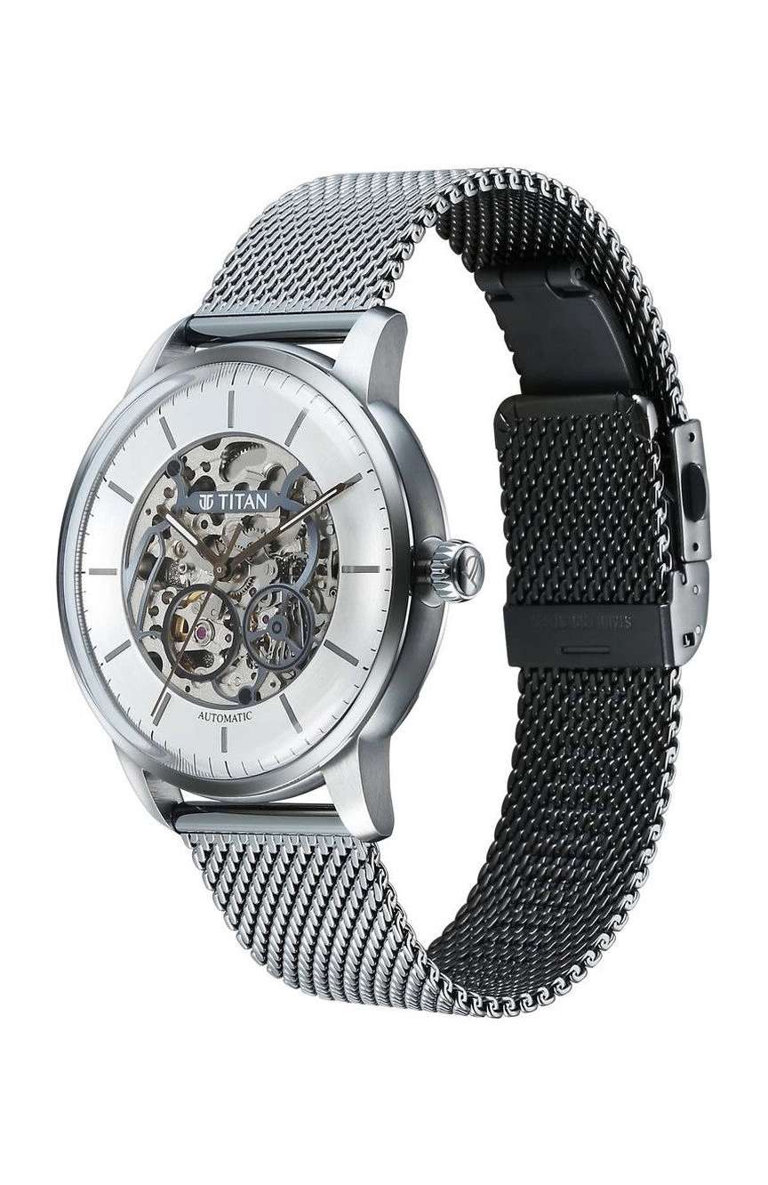 Titan Automatic Color Upgrade Silver Dial Grey Stainless Steel Strap Watch For Men