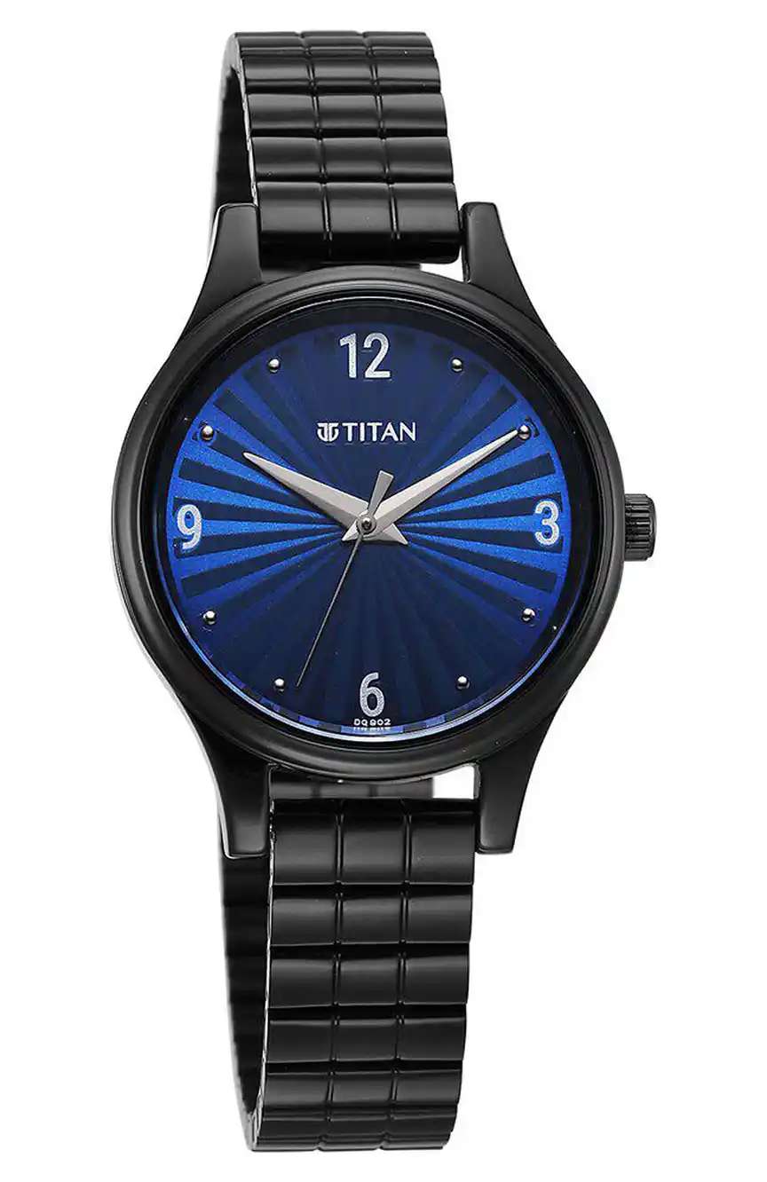 Titan Karishma Quartz Analog Blue Dial Black Stainless Steel Strap Watch For Women