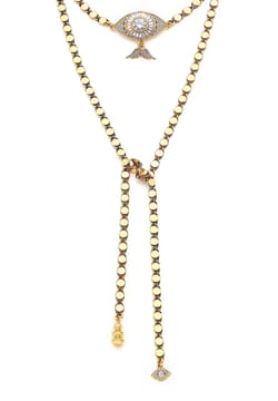 Mon Reve Gaze Craft Zircon Eye Charm Chain Necklace