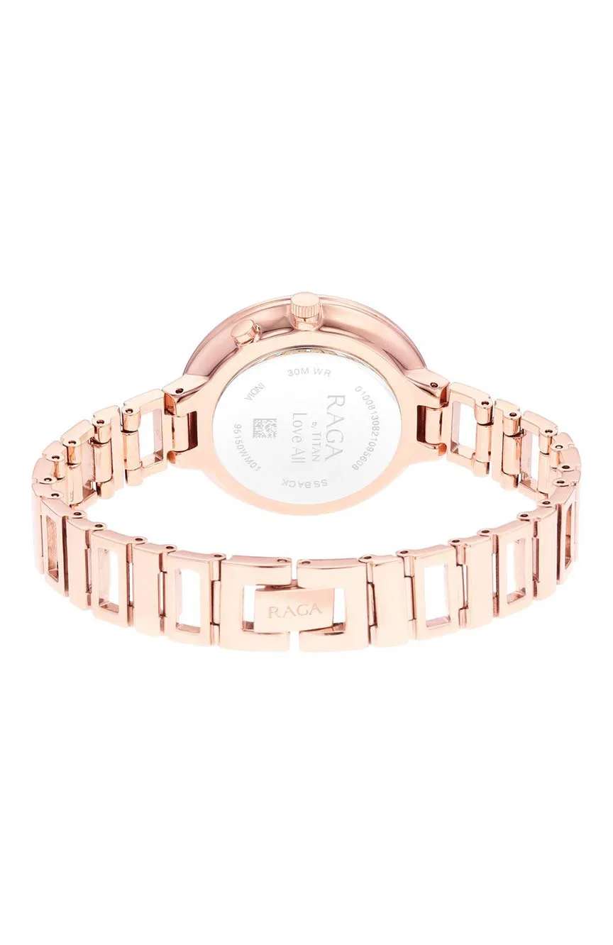 Titan Raga Love All Mother Of Pearl Dial Women Watch With Metal Strap