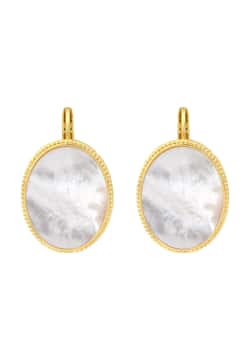 Satellite Ashanti Oval Sleeper Earrings In Mother-Of-Pearl -White