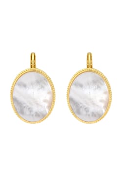 Satellite Ashanti Oval Sleeper Earrings In Mother-Of-Pearl -White