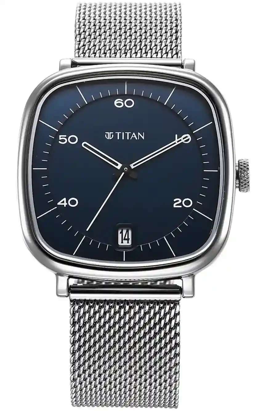 Titan Neo Curve Quartz Analog with Date Blue Dial Stainless Steel Strap Watch For Men