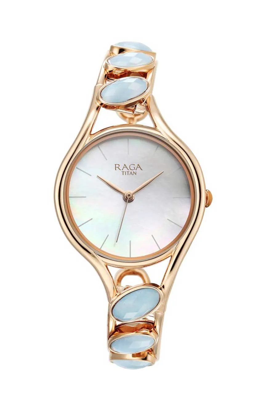 

Titan | Titan Raga New You Quartz Analog Mother Of Pearl Dial Blue Chalcedony stone strap Watch for Women