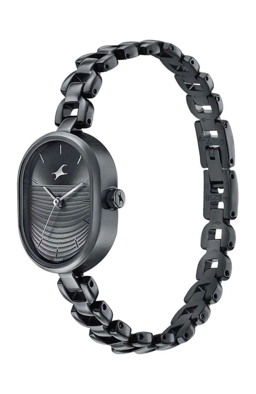 Titan Fastrack Style Up Black Dial Metal Strap Watch for Girls