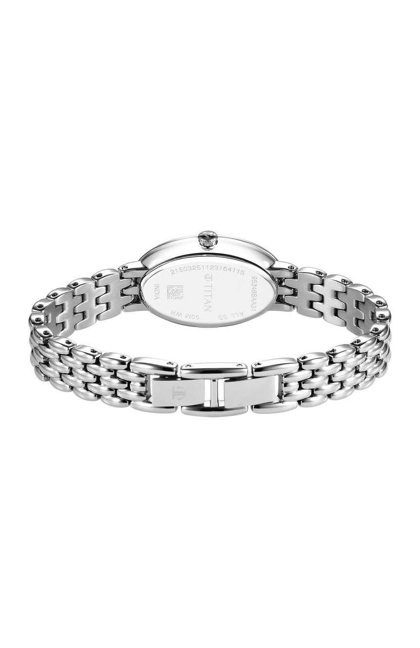 Titan Aura Quartz Analog Mother Of Pearl Dial Stainless Steel Strap Watch for Women