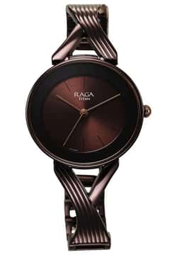 Titan Raga Chic Quartz Analog Brown Dial Metal Strap Watch for Women