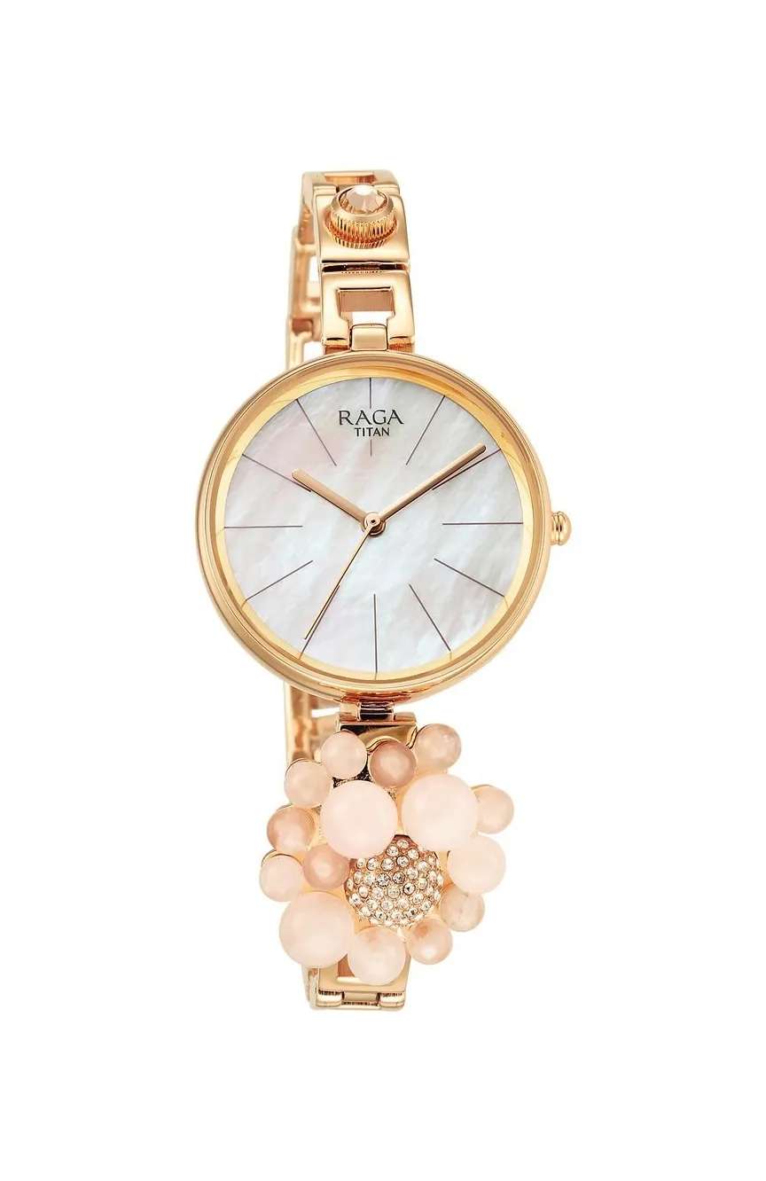Titan Raga Delight Mother Of Pearl Dial Analog Stainless Steel Strap watch for Women