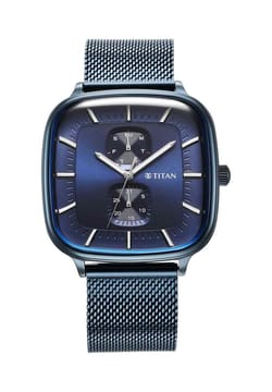 Titan Avant Garde Blue Dial Quartz Multifunction Stainless Steel Strap Watch for Men