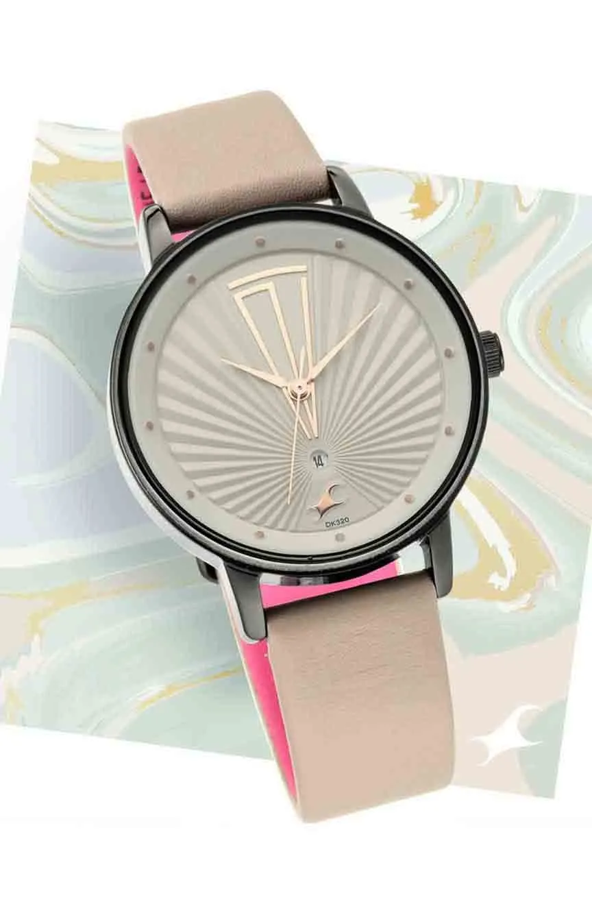 

Titan | Fastrack Ruffles Quartz Analog with Date Grey Dial Leather Strap Watch for Girls