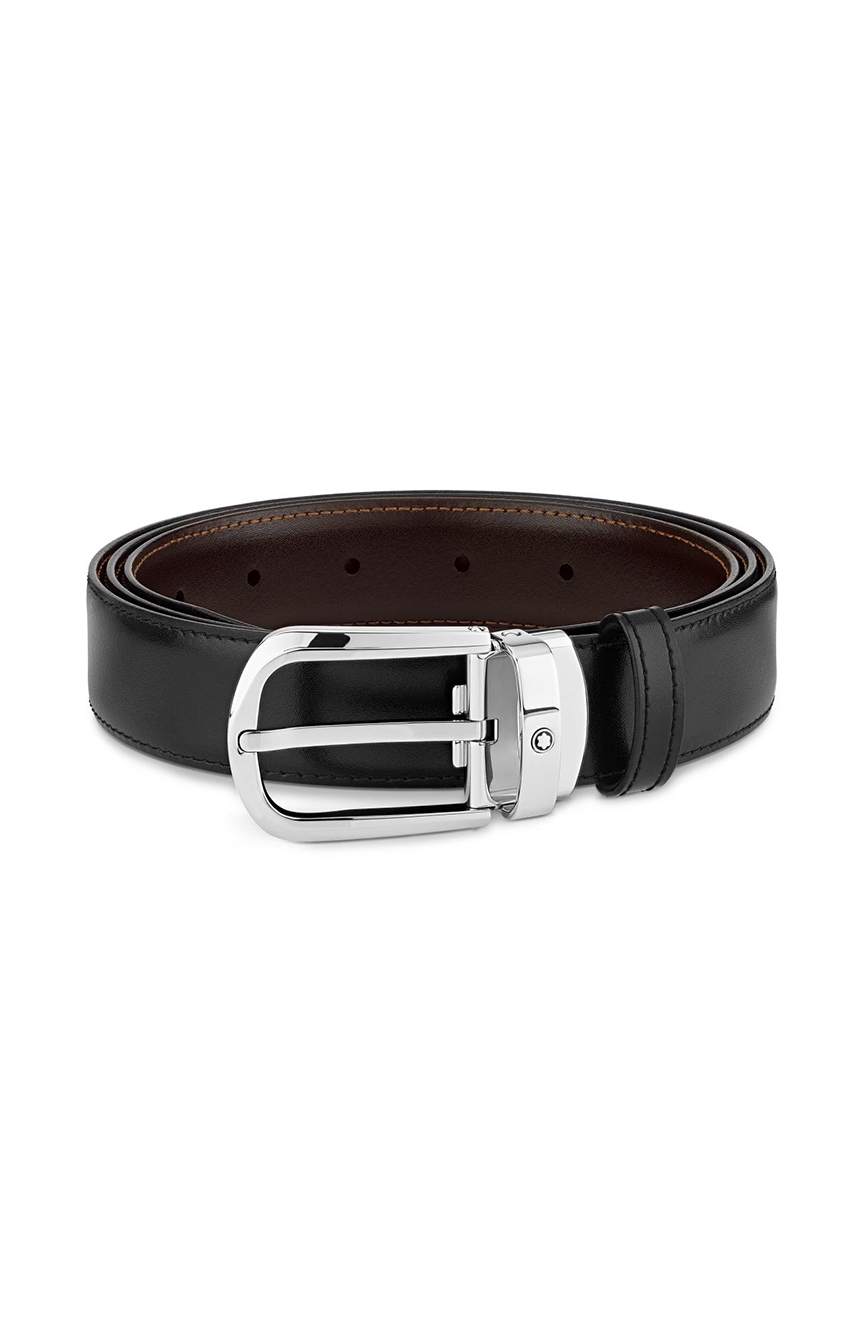 Montblanc Curved Horseshoe Shiny Stainless Steel Pin Buckle Belt