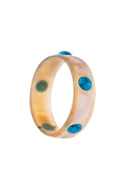 Soyang Paris Wide beige bangle with Turquoise Studs