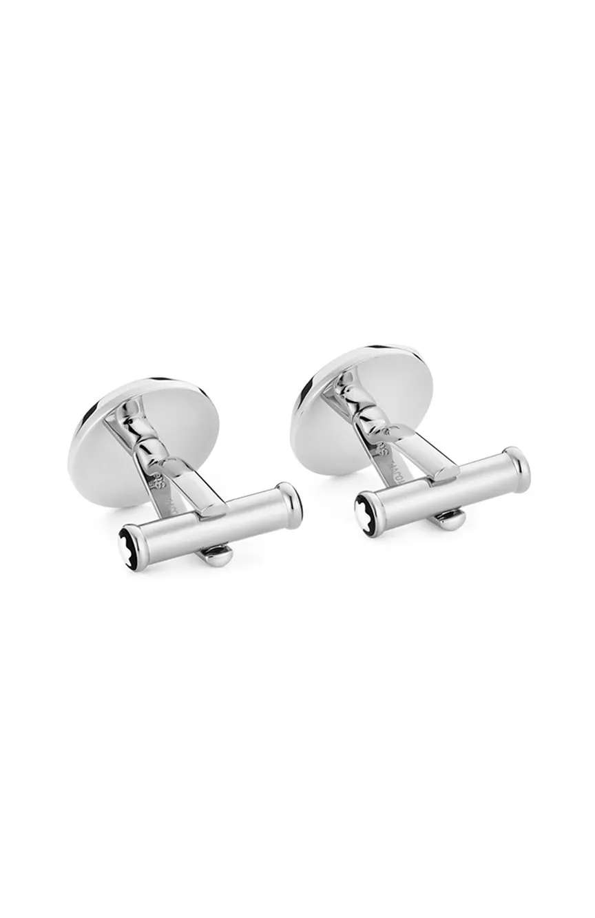 Montblanc Star Cuff Links Round, Steel, Resin, Snowcap