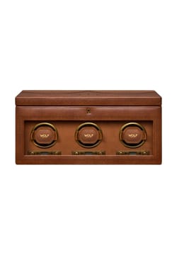 WOLF Brogue Triple Watch Winder With Storage