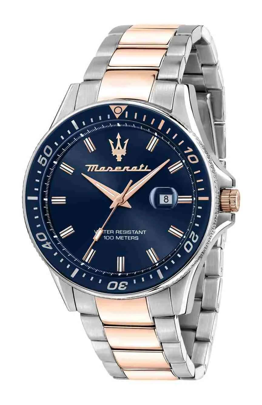 مازيراتي ساعة كوارتز بسوار معدني للرجال