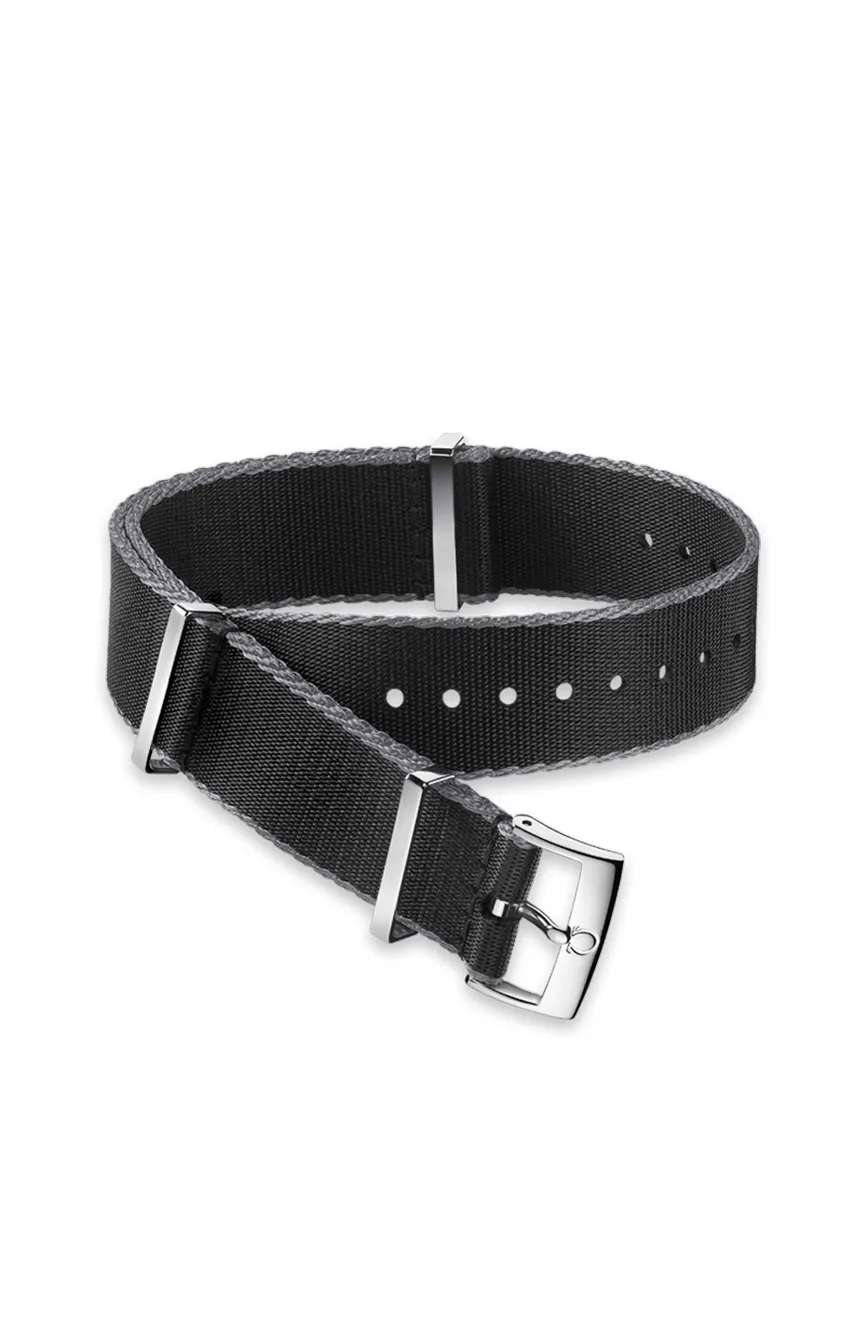 OMEGA Polyamide, black grey bordered, Nato Strap
