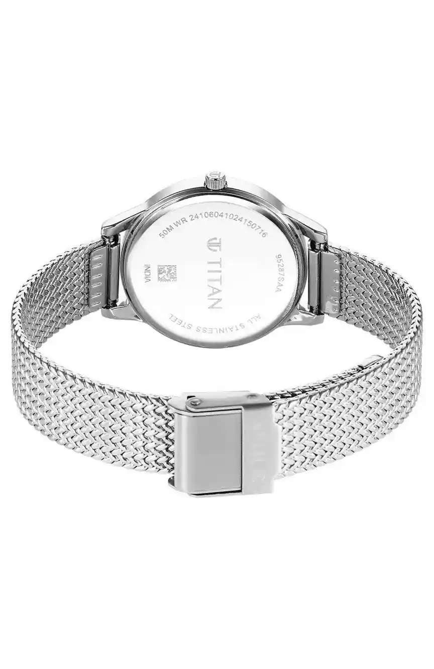 Titan Timeless Urban Quartz Analog Blue Dial Metal Strap Watch For Women