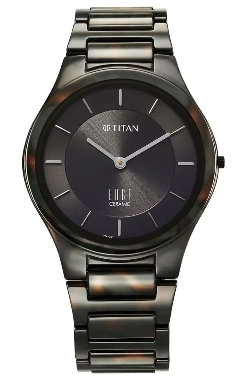 Titan Edge Ceramic Camo Quartz Analog Green Dial Ceramic Strap Watch For Men