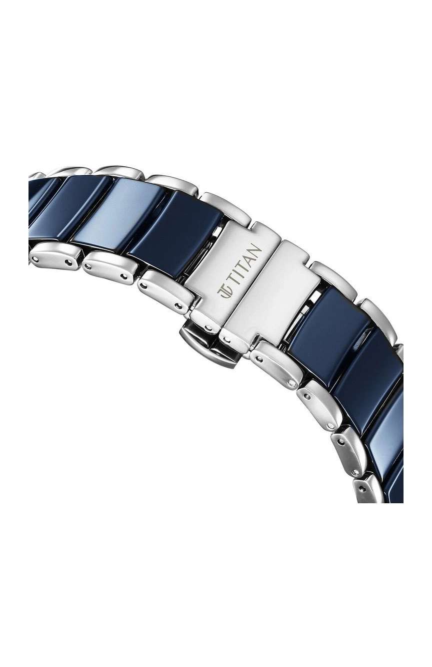 Titan Edge Fusion Quartz Analog Blue Dial Blue Steel & Ceramic Strap Watch for Men
