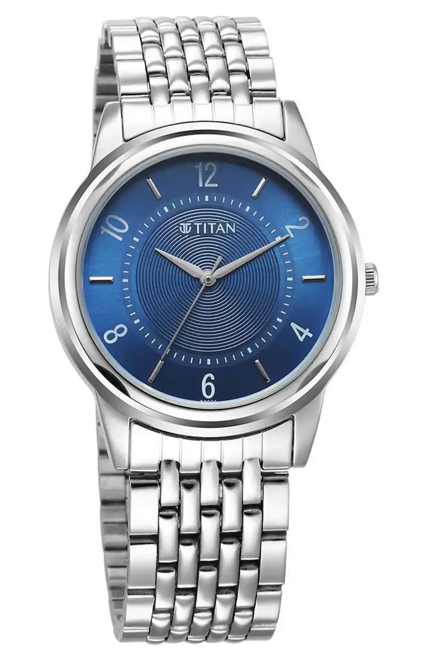 Titan Karishma Zing Quartz Analog Blue Dial Stainless Steel Strap Watch for Men