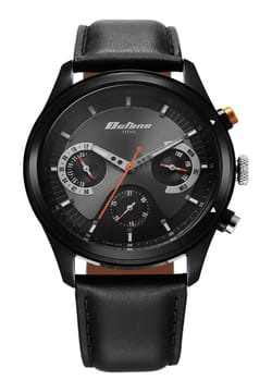 Titan Octane Quartz Multifunction Black Dial With Black Leather Strap Watch For Men