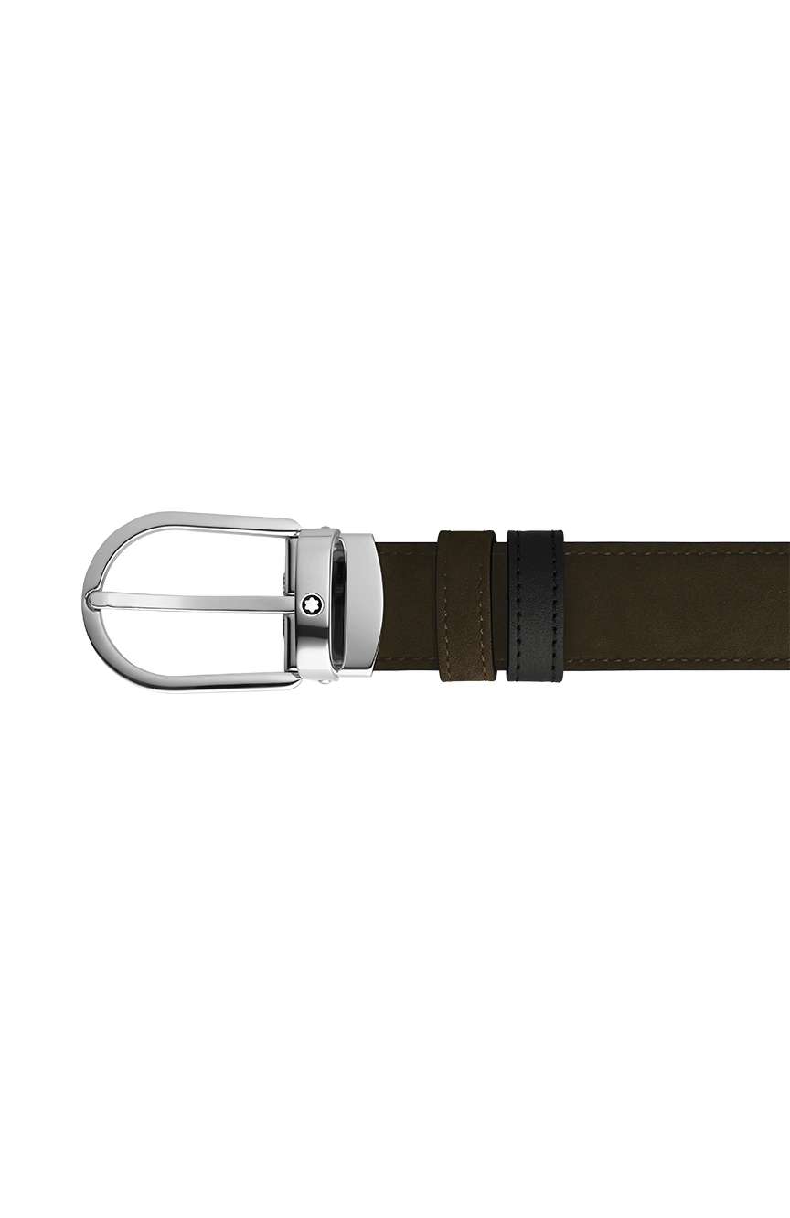 Montblanc Horseshoe 30 mm Reversible Belt in Suede Leather