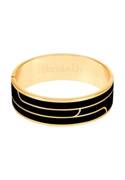 Bangle-Up Lacquer Clasp Bracelet With Lines in Gilded Metal
