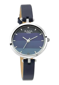 Titan Raga Viva Blue Dial Analog Leather Strap watch for Women