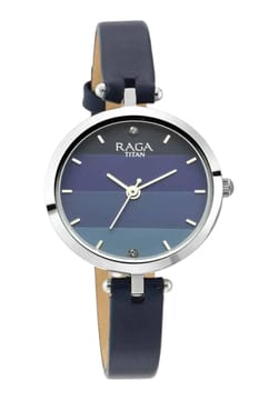 Titan Raga Viva Blue Dial Analog Leather Strap watch for Women