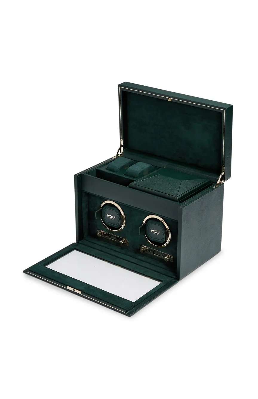 WOLF BRITISH RACING DOUBLE WATCH WINDER WITH STORAGE