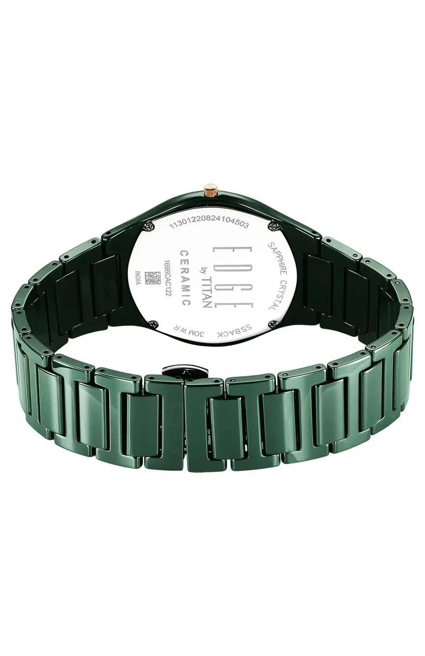 Titan Edge Bicolour Quartz Analog Green Dial And Green Ceramic Strap Watch For Men