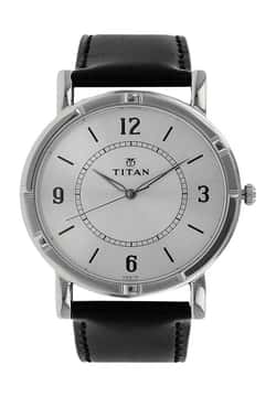 Titan Quartz Analog Silver Dial Leather Strap Watch for Men