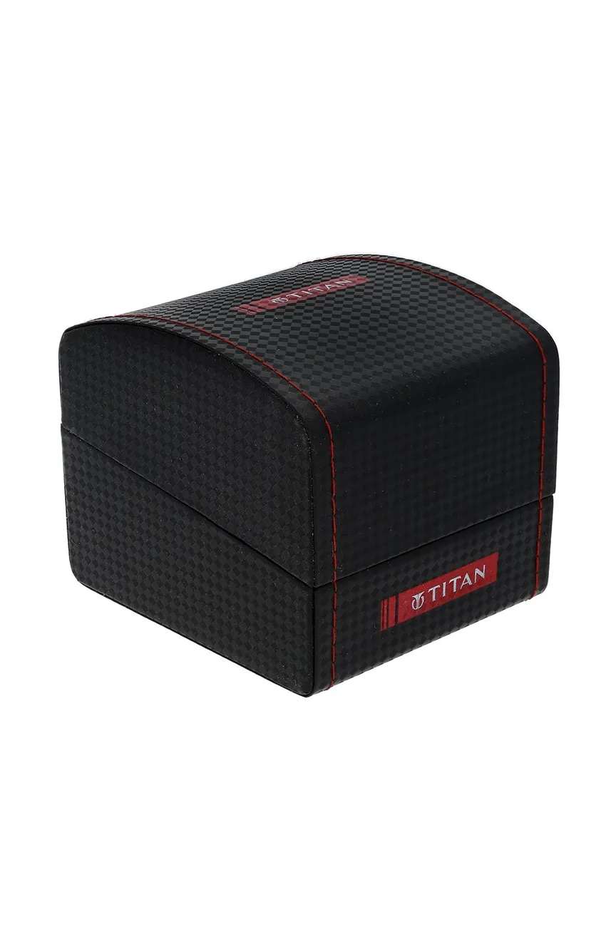 Titan Purple Acetate Black Dial Analog with Day and Date Metal and Acetate Strap Watch for Women